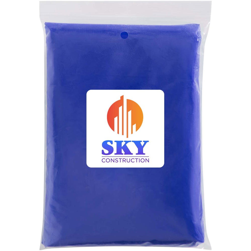 Mayan recycled plastic disposable rain poncho with storage pouch
