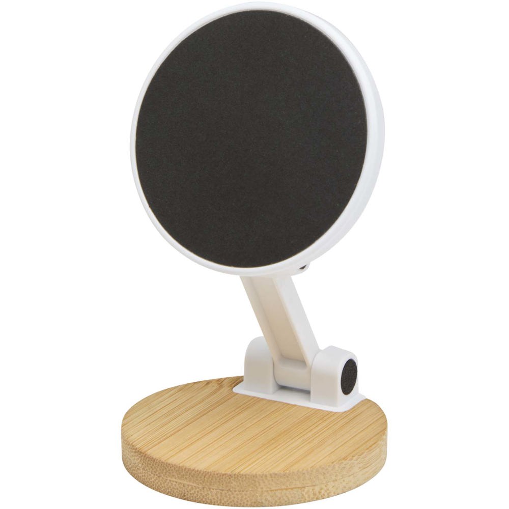 Alcor recycled plastic foldeable magnetic phone stand with bamboo details