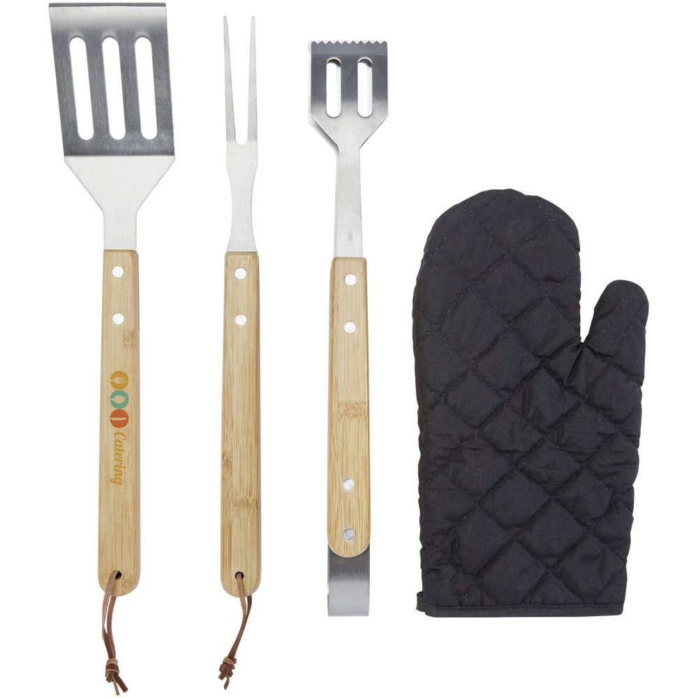 Gril 3-piece BBQ tools set and glove 