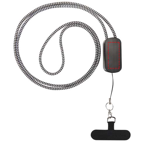 Anser recycled plastic smartphone lanyard with 27W 5-in-1 built-in cable