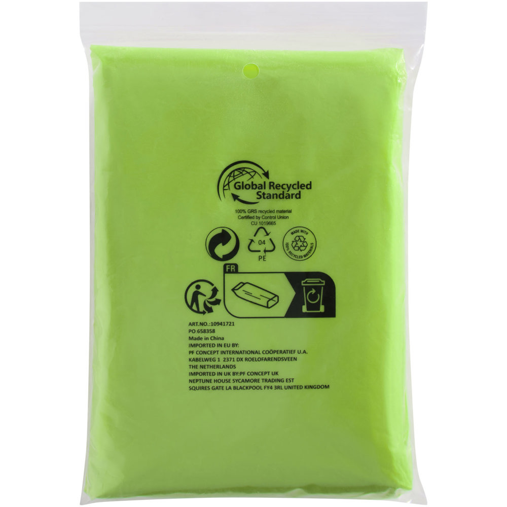 Mayan recycled plastic disposable rain poncho with storage pouch
