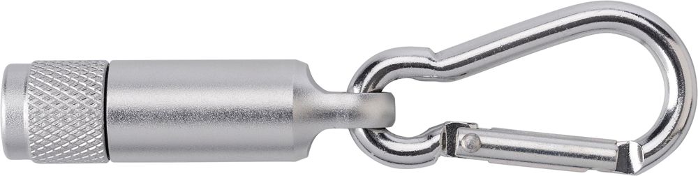 Aluminium mini torch with carabiner Tracy - Silver