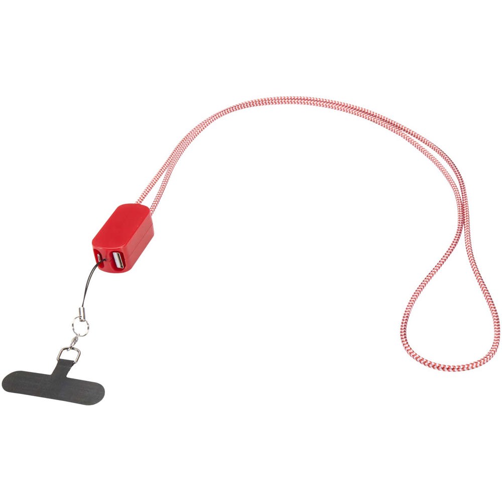 Anser recycled plastic smartphone lanyard with 27W 5-in-1 built-in cable