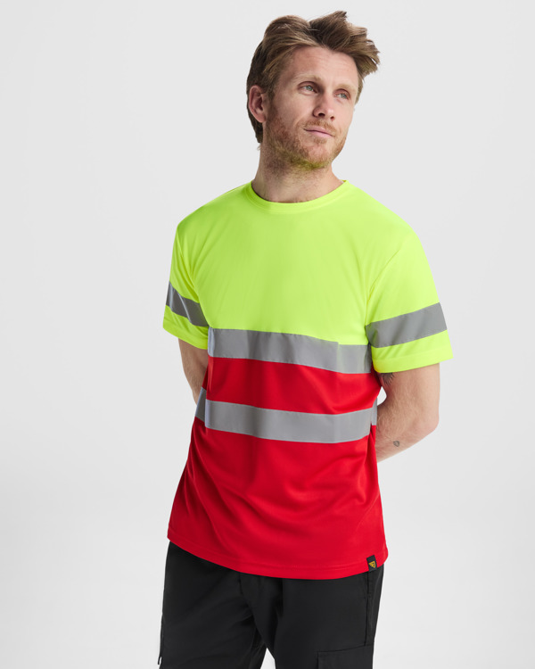 AV DELTA T-SHIRT S/3XL LEAD/FLUOR YELLOW