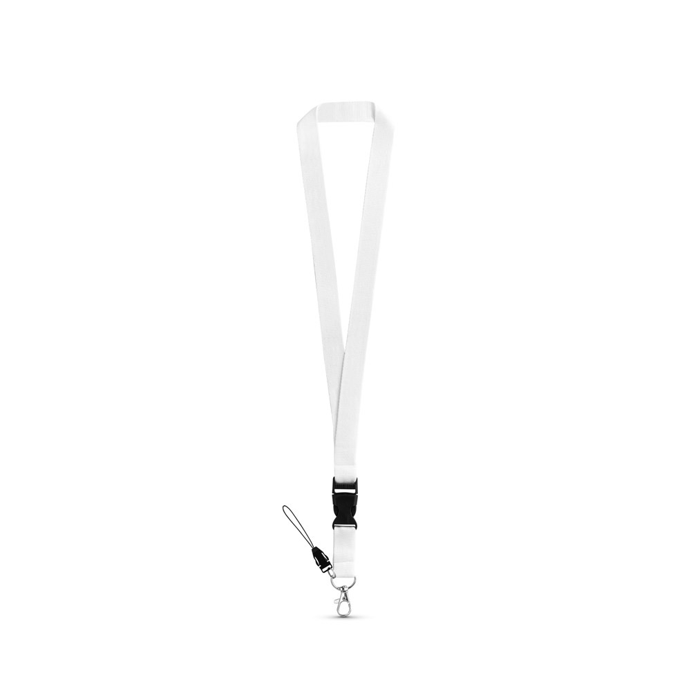 ANQUETIL. Lanyard από πολυεστέρα με μεταλλικό καραμπίνερ - Λευκό