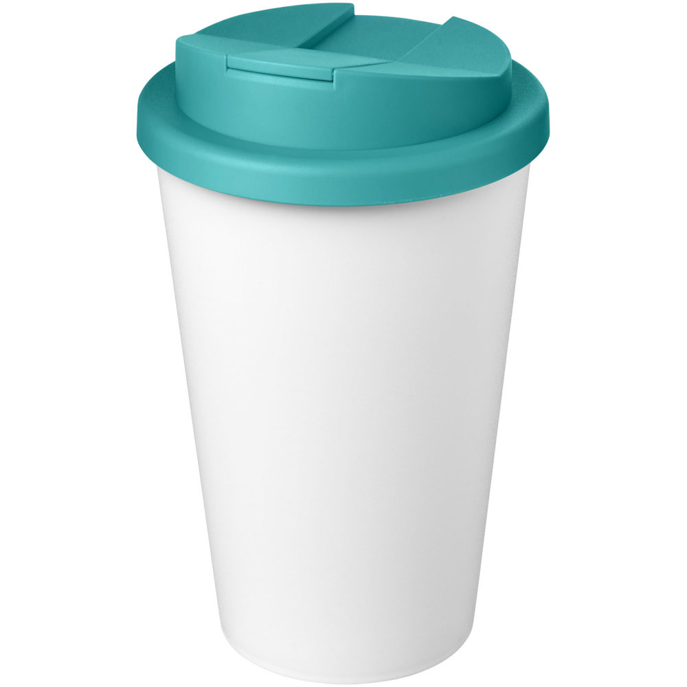 Americano® Eco 350 ml recycled tumbler with spill-proof lid - Aqua blue, White