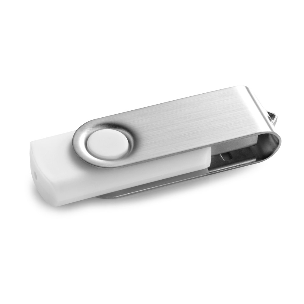 CLAUDIUS 8GB. Μονάδα flash USB 8 GB με μεταλλικό κλιπ - Λευκό