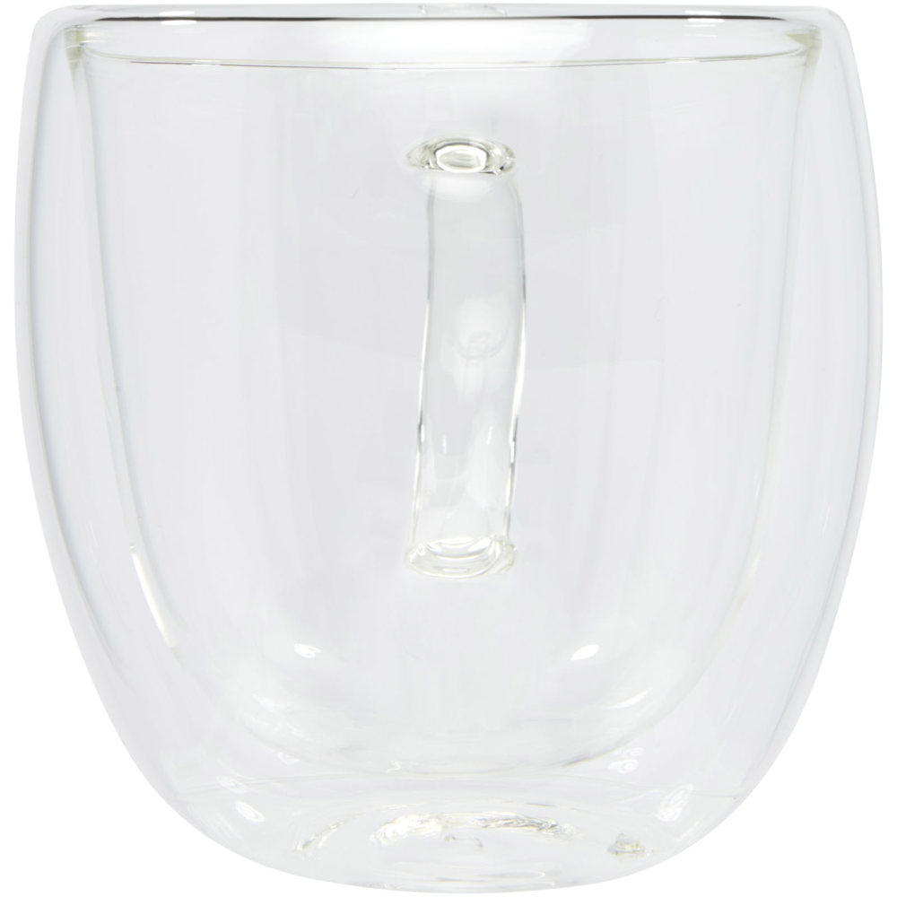 Manti 2-piece 250 ml double-wall glass cup with bamboo coaster 