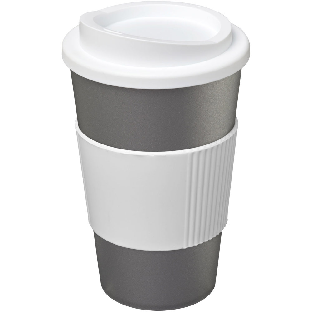 Americano® 350 ml insulated tumbler with grip - Silver, White