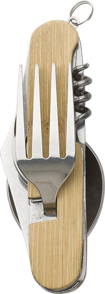 Bamboo multifunctional cutlery set Ainsley - Brown