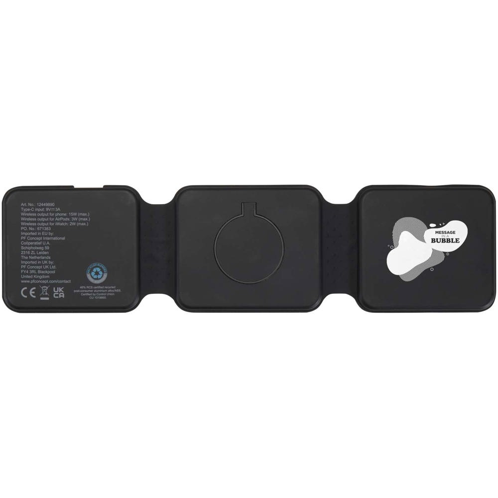 Armus 3-in-1 15W recycled plastic foldable wireless charger