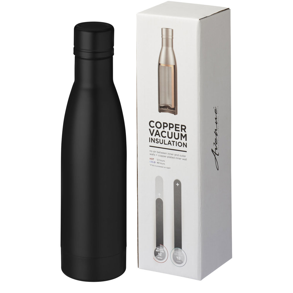 Vasa 500 ml copper vacuum insulated bottle - Black