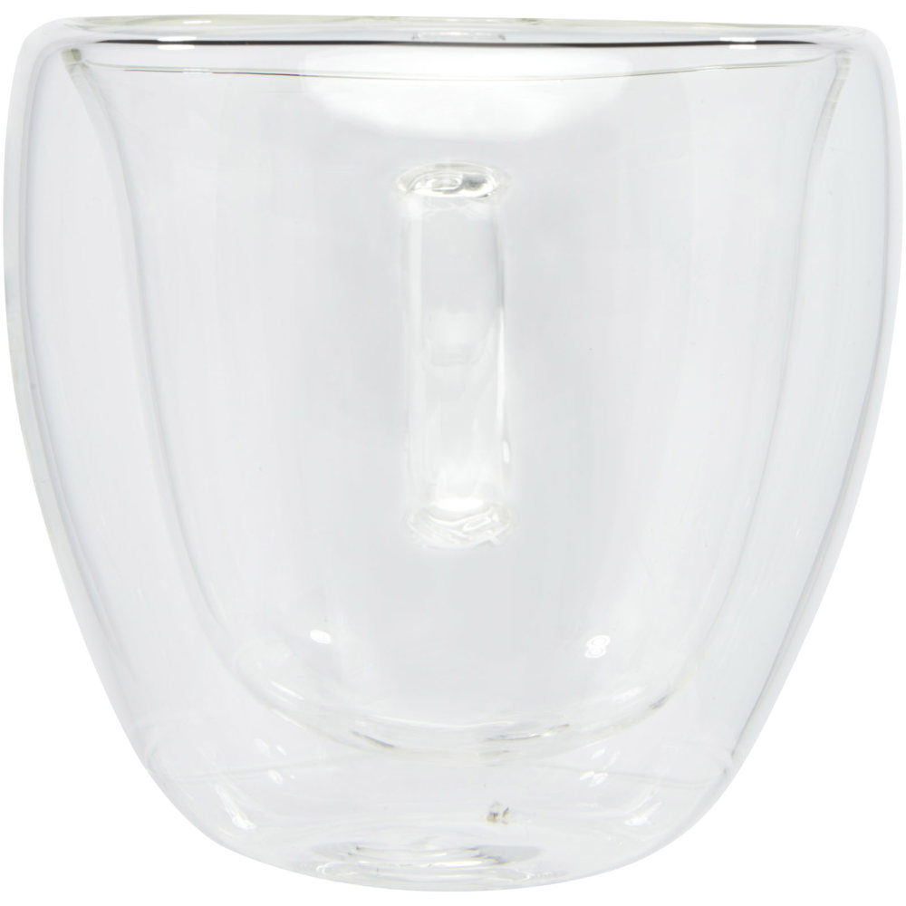 Manti 2-piece 100 ml double-wall glass cup with bamboo coaster 