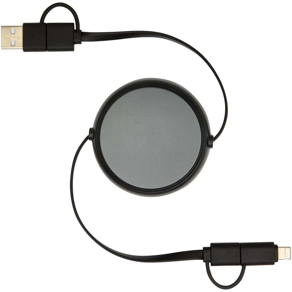 Alasia 5-in-1 100 cm recycled plastic and aluminium retractable data sync and 45W fast charge cable