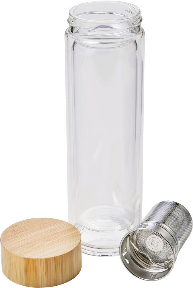 Bamboo and glass double walled bottle Vicente
