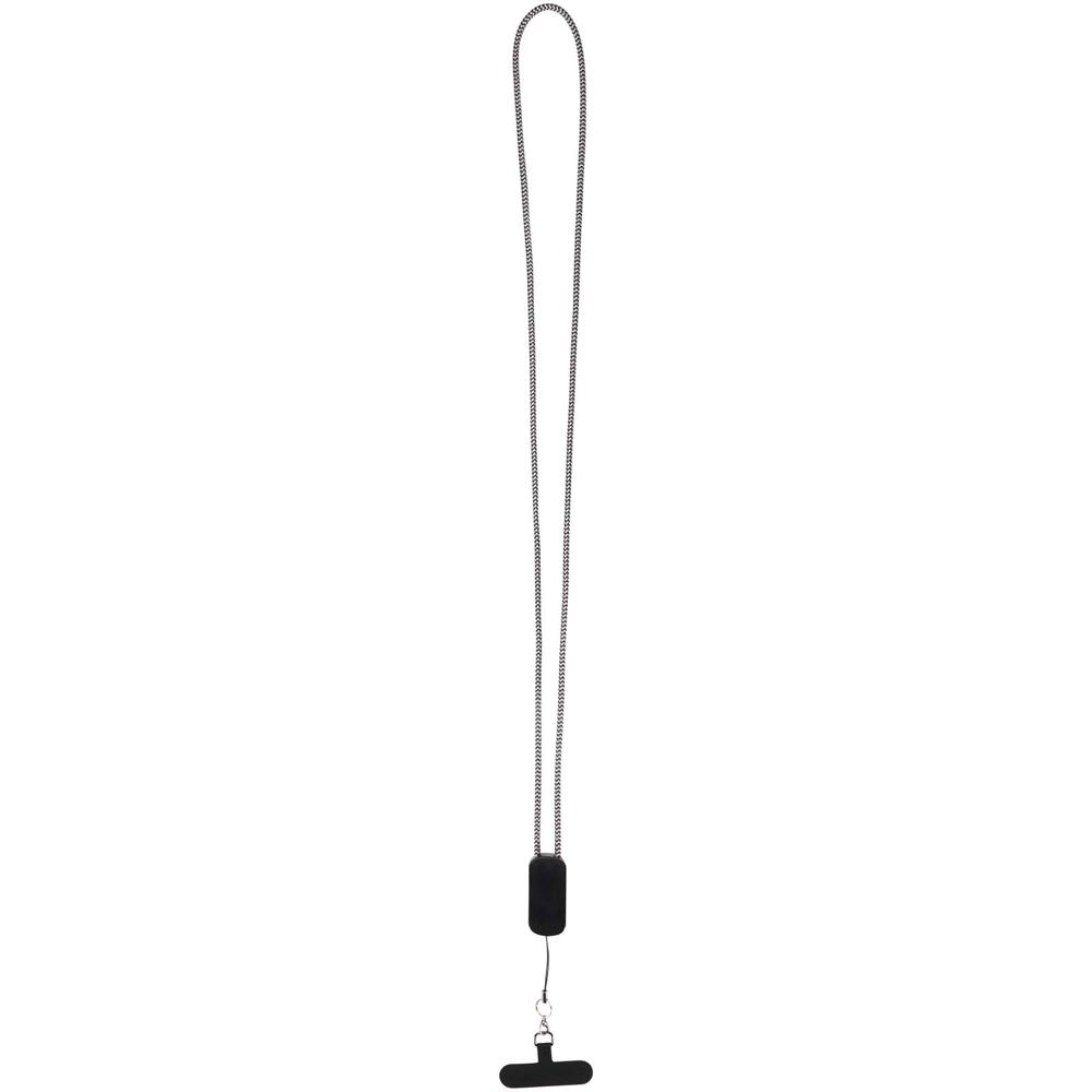 Anser recycled plastic smartphone lanyard with 27W 5-in-1 built-in cable - Black