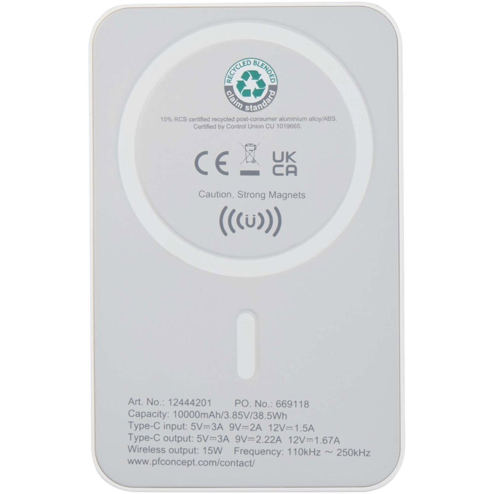 Acrab 10.000 mAh 15W magnetic wireless power bank with 20W PD - made from recycled plastic