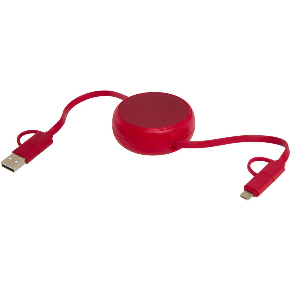 Alasia 5-in-1 100 cm recycled plastic and aluminium retractable data sync and 45W fast charge cable