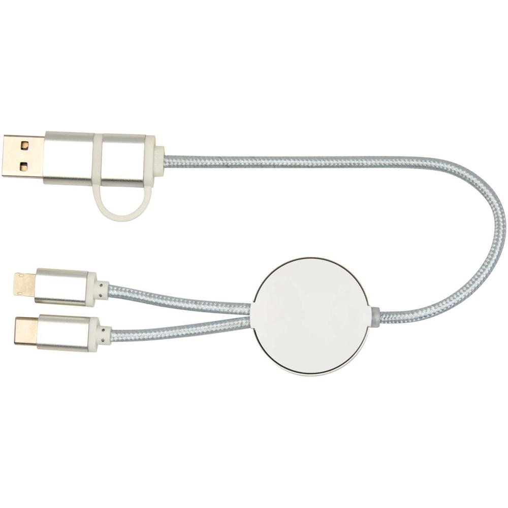Alasia 5-in-1 recycled aluminium and plastic 30 cm data sync and 27W fast charge cable