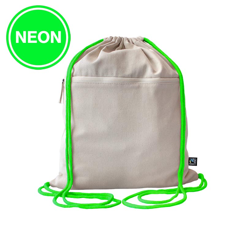 Fairtrade cotton gymbag Toni, cord colour - Neon Green