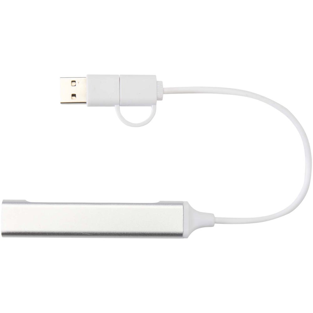 Alkaid 4-port recycled aluminium USB-A and Type-C hub with dual input