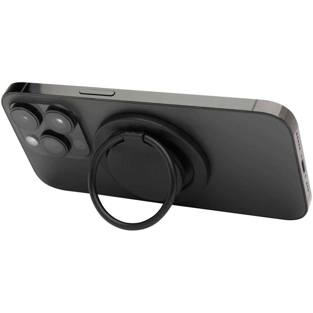 Albali recycled plastic magnetic phone holder with ring stand - Black