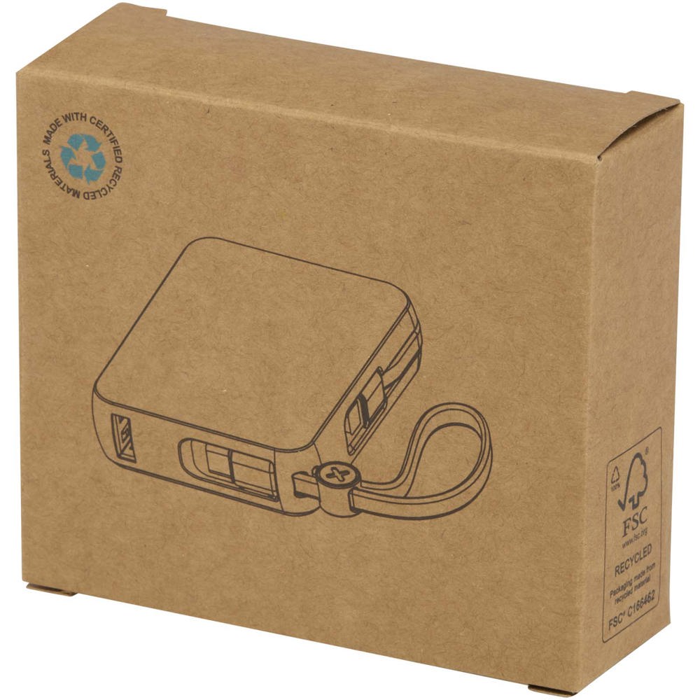Acrux 10.000 mAh 35W tablet power bank with built in Type-C cable - made from recycled plastic