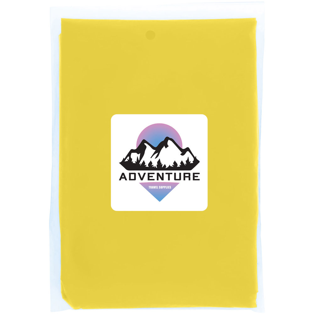 Mayan recycled plastic disposable rain poncho with storage pouch