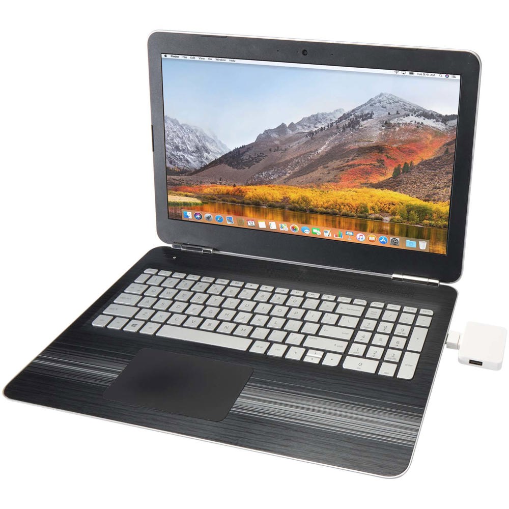 Gaia 4-port USB hub with USB-A and Type-C output and dual input - made from recycled plastic