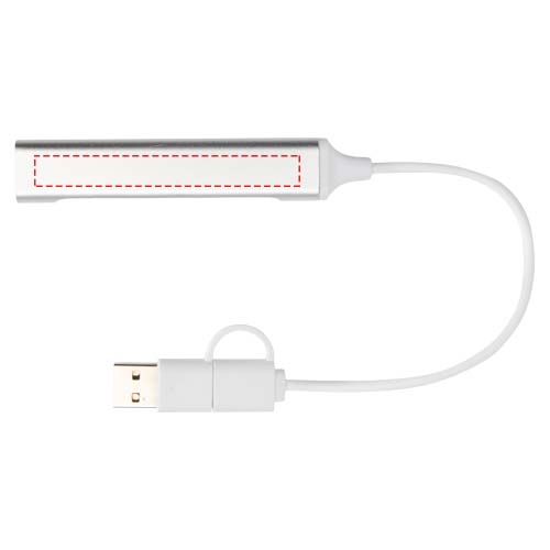 Alkaid 4-port recycled aluminium USB-A and Type-C hub with dual input