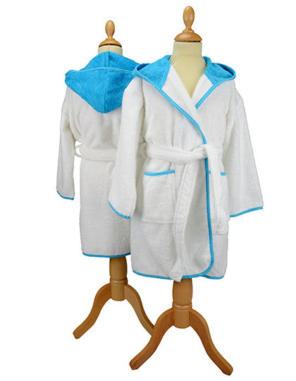 ARTG - Boyzz&Girlzz® Hooded Bathrobe - White, Aqua blue