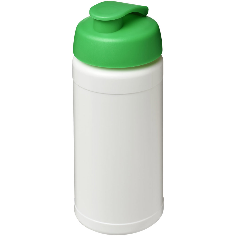 Baseline 500 ml recycled sport bottle with flip lid - White, Green