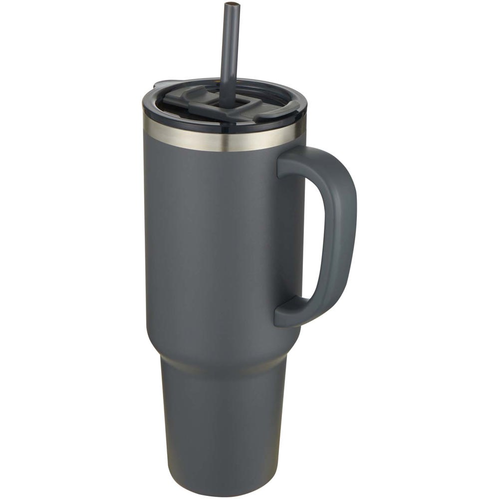Sydney 1200 ml double wall RCS certified copper vacuum insulated tumbler with straw - Grey