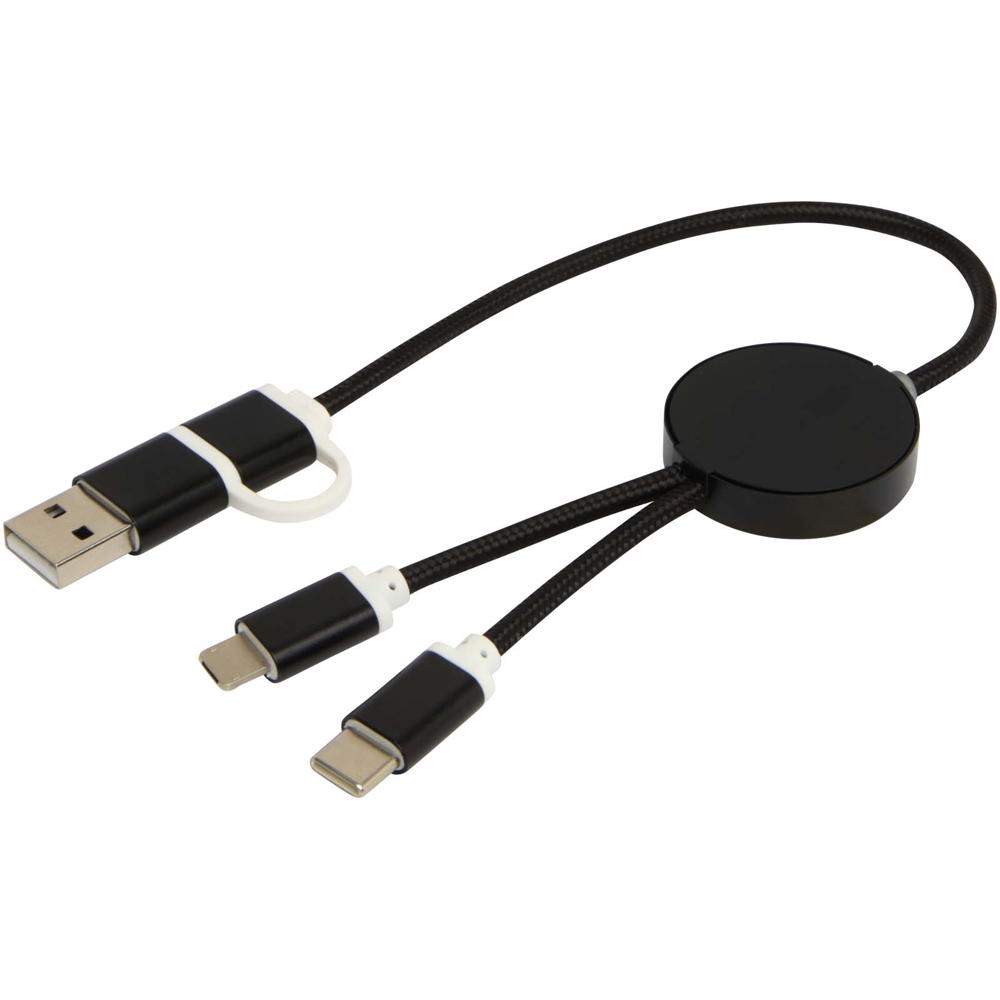 Alasia 5-in-1 recycled aluminium and plastic 30 cm data sync and 27W fast charge cable