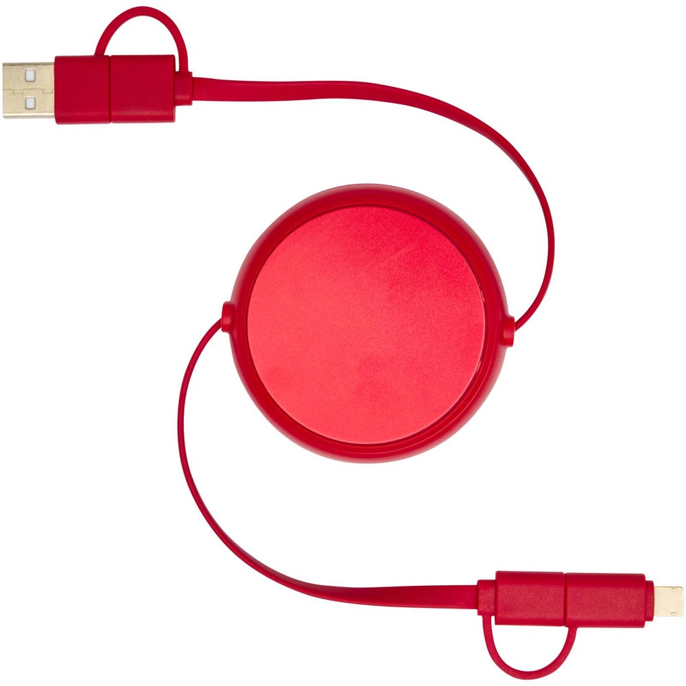 Alasia 5-in-1 100 cm recycled plastic and aluminium retractable data sync and 45W fast charge cable