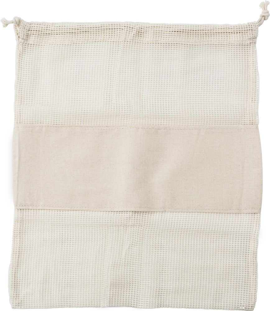 Set of three reusasable cotton mesh produce bags Adele - Khaki