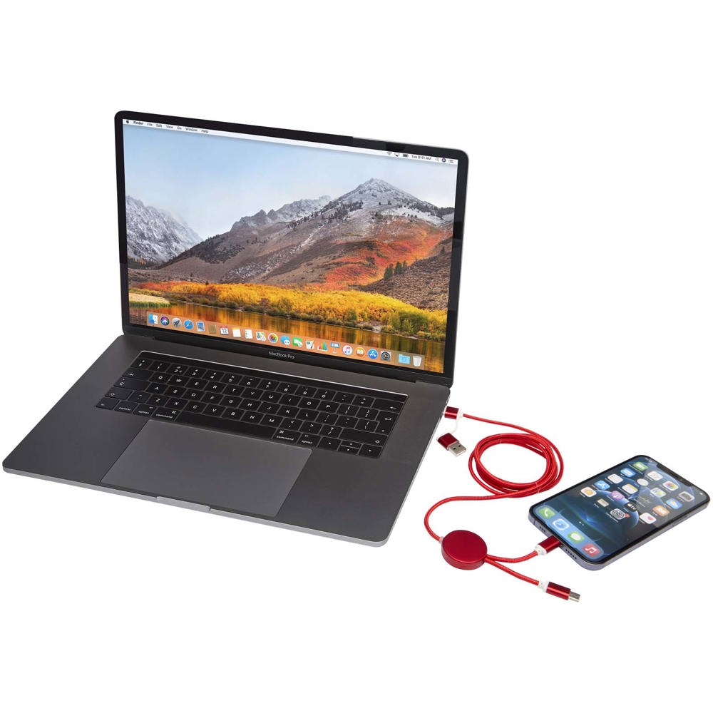 Alasia 5-in-1 recycled aluminium and plastic 150 cm data sync and 27W fast charge cable