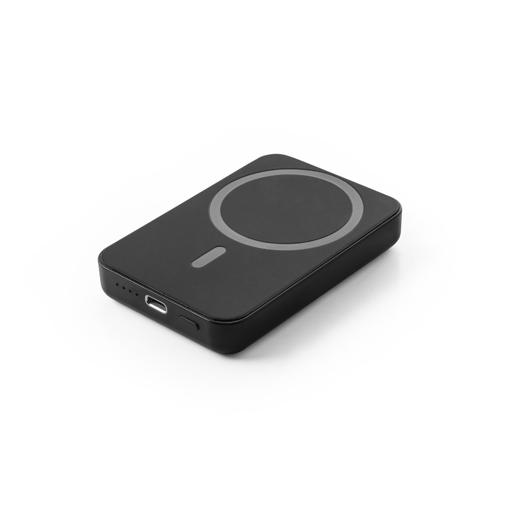 AMPERE 5. Μαγνητικό power bank 5'000 mAh με ασύρματο φορτιστή εξαιρετικά γρήγοτρης φόρτισης15W σε ανακυκλωμένο ABS (100% rABS) - Μαύρο