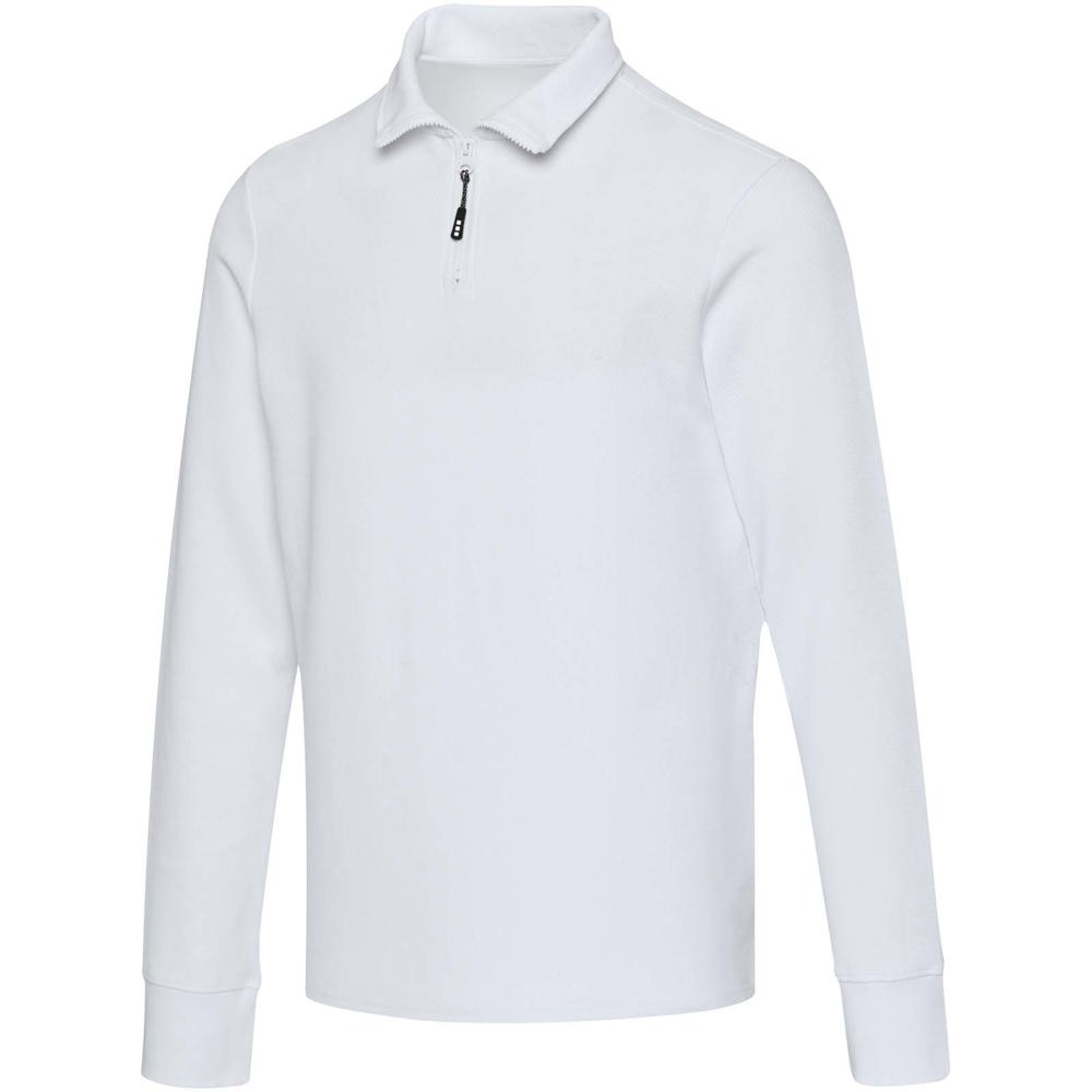 Apollo 245 g/m² long sleeve unisex half zip polo - White