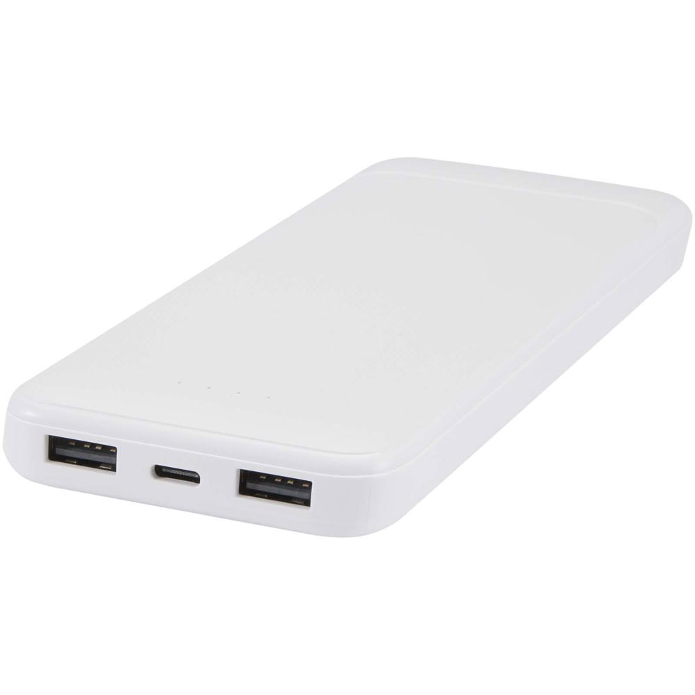 Adhil 10.000 mAh 10W recycled plastic power bank with 2 built-in cables