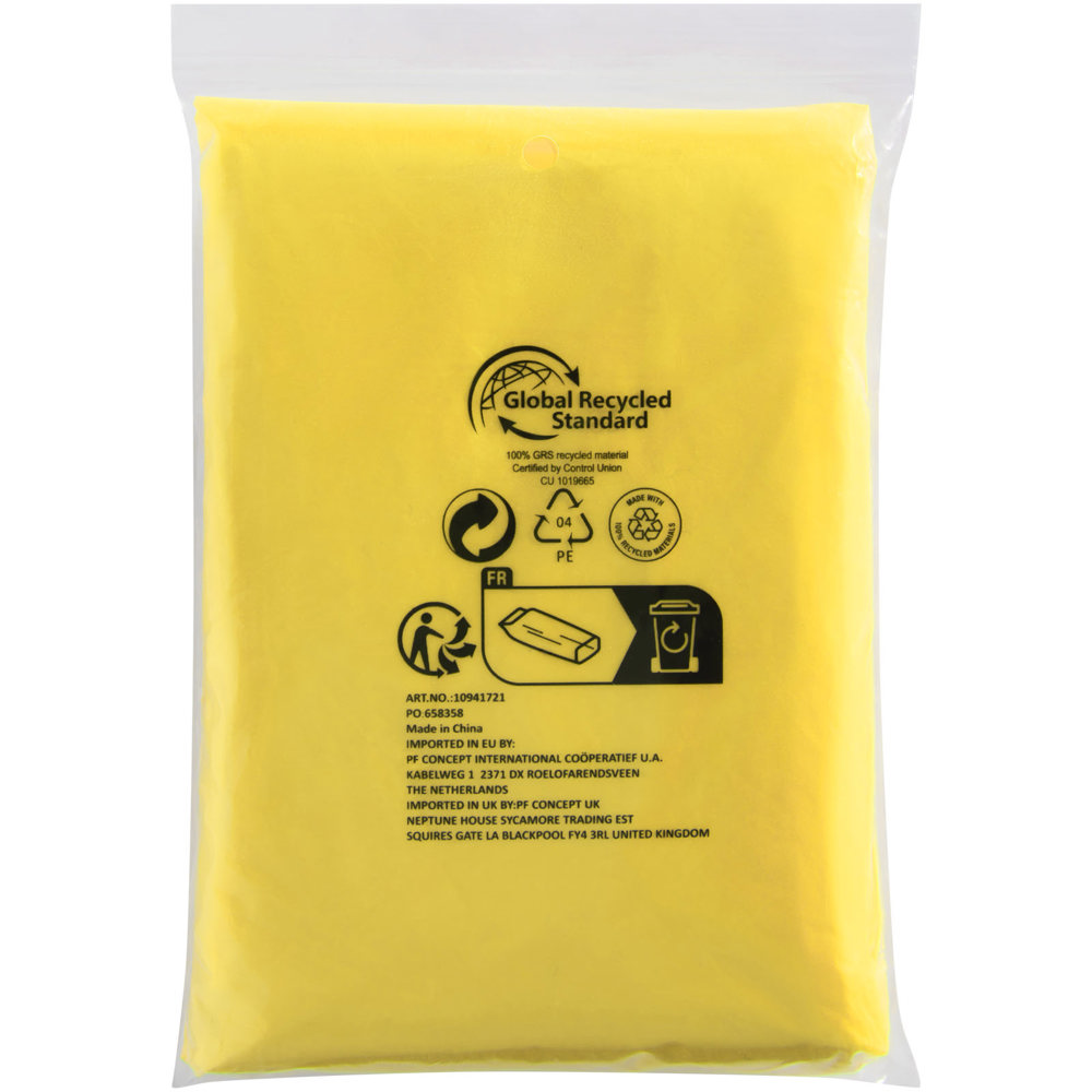 Mayan recycled plastic disposable rain poncho with storage pouch