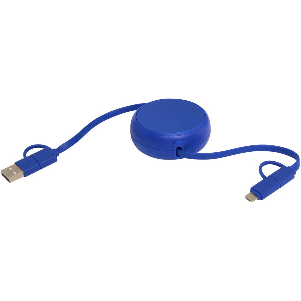 Alasia 5-in-1 100 cm recycled plastic and aluminium retractable data sync and 45W fast charge cable