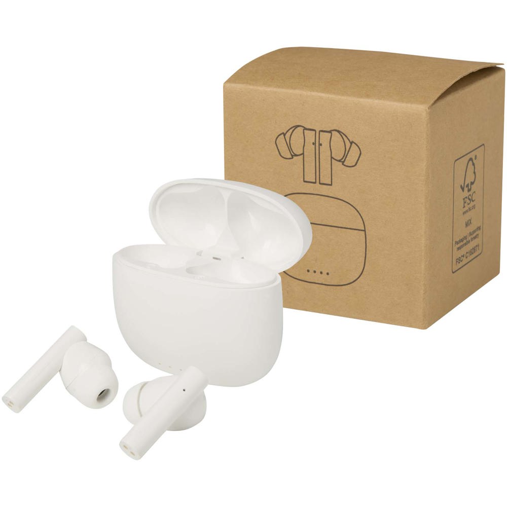 Alterf recycled plastic True Wireless Bluetooth earbuds with silicone eartips - White