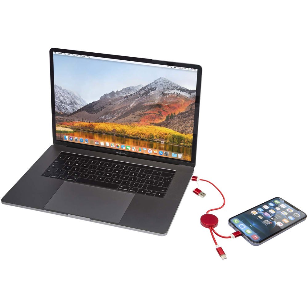 Alasia 5-in-1 recycled aluminium and plastic 30 cm data sync and 27W fast charge cable