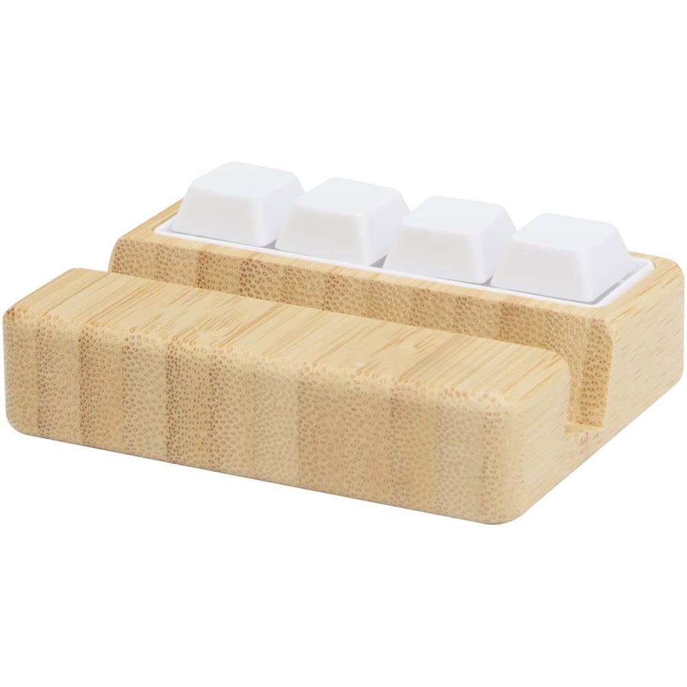 Algol recycled plastic phone stand and fidget toy with bamboo details