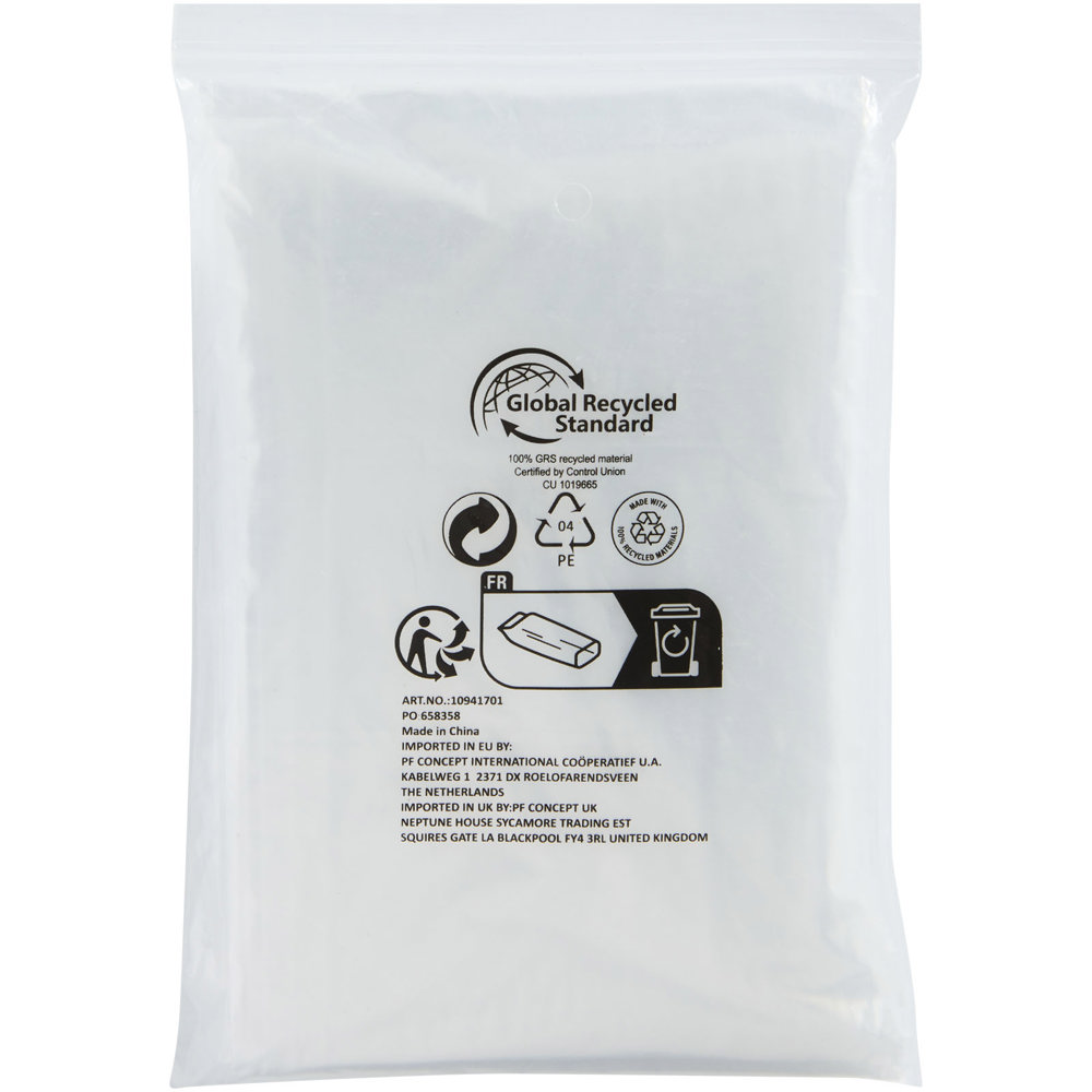 Mayan recycled plastic disposable rain poncho with storage pouch