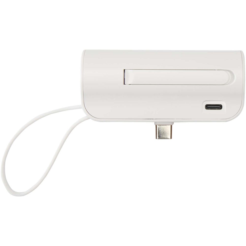 Alnair 5000 mAh 10W recycled plastic Type-C power bank with built-in flip stand and 2-in-1 cable