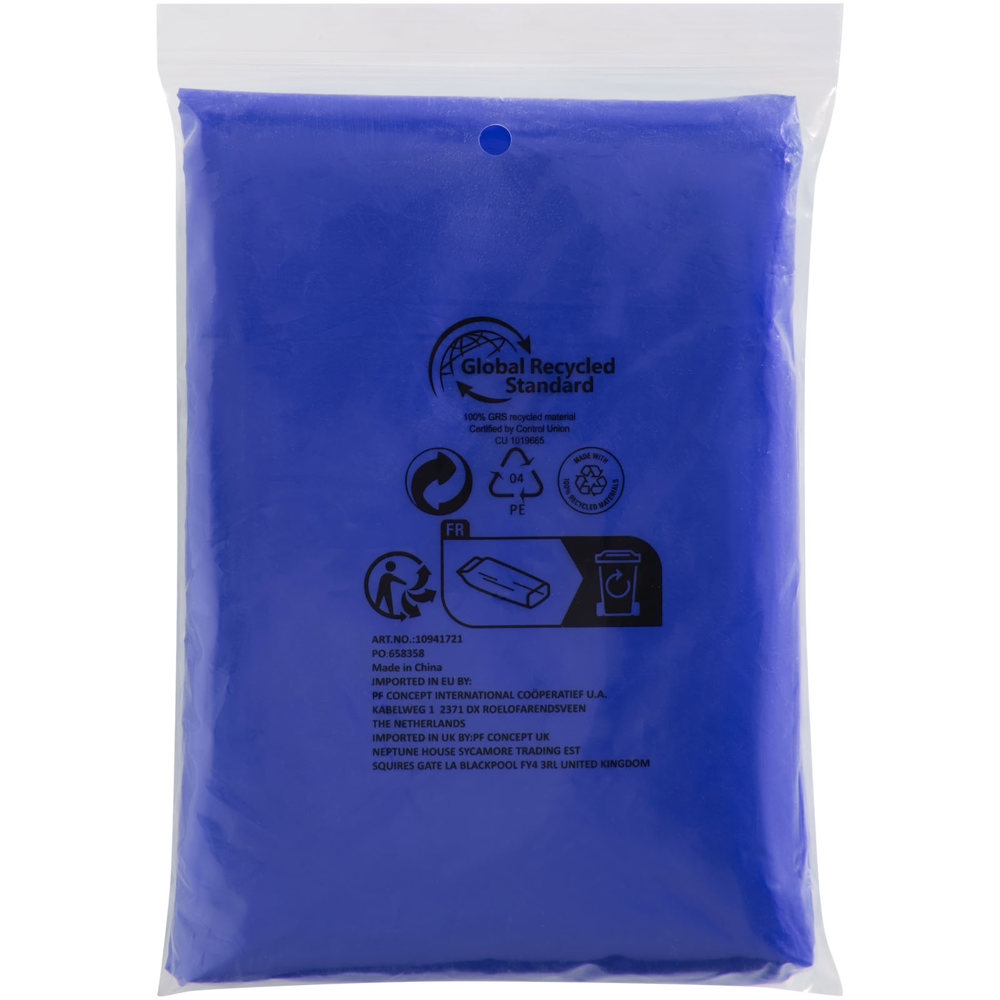 Mayan recycled plastic disposable rain poncho with storage pouch