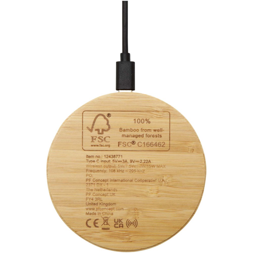 Essence 15W bamboo wireless charging pad