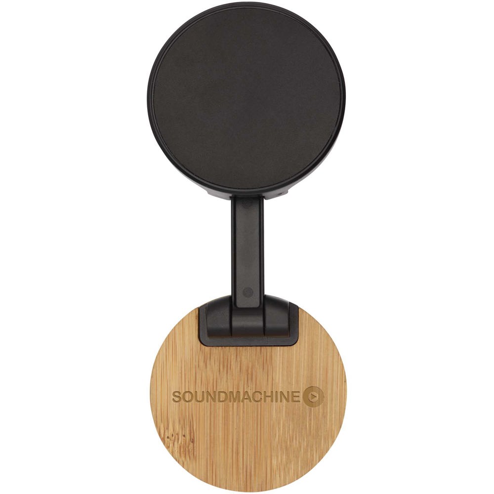 Alcor recycled plastic foldeable magnetic phone stand with bamboo details